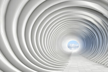Obraz premium Tunnel vision spiral design leading to blue sky. Ideal for conveying hope, future prospects, or the path to success