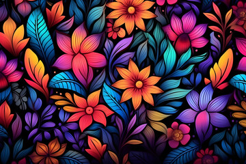 Colourful exotic floral background