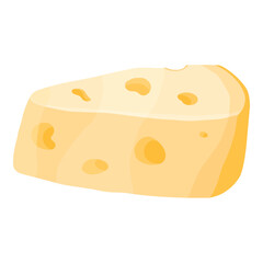 Triangle piece of cheese isolated on white background. Tasty slice of fresh cheese. Cheese icon