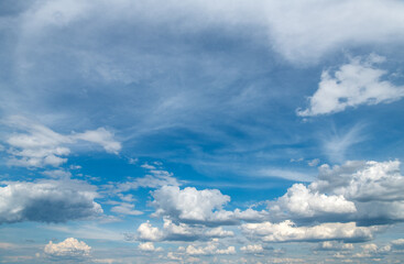 Obraz premium Blue sky with white clouds.