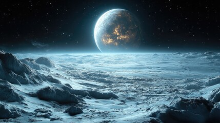 Fototapeta premium A digitally rendered image of Earth viewed from space,