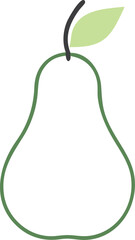 Pear vector art with a white background. Coloring Page Outline of cartoon sweet pear. Summer fruit.