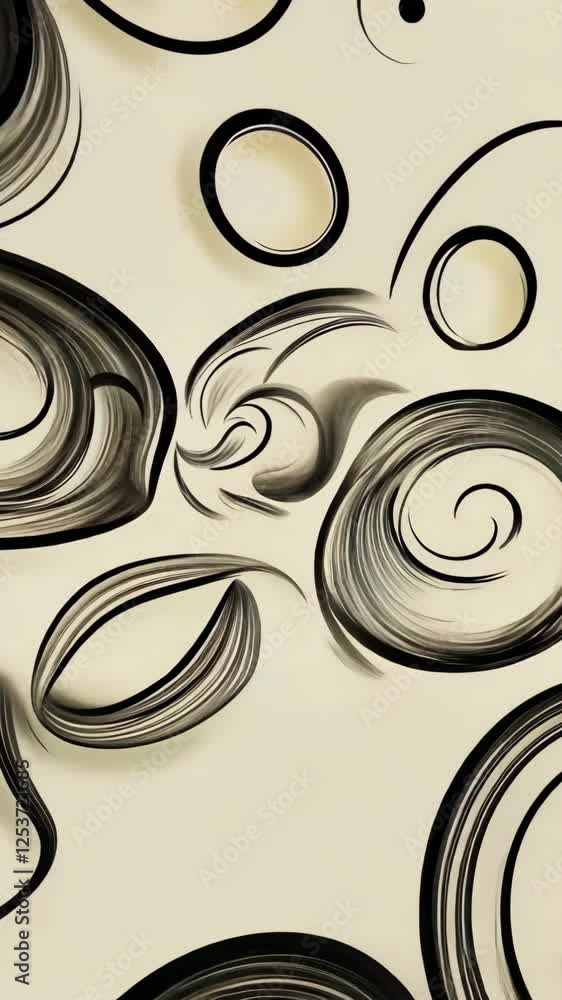Poster A drawing of many circles in different sizes. Some circles are large and some are small. The circles are all black