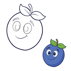 Blueberry coloring page featuring a detailed branch with ripe blueberries and lush green leaves, perfect for kids and adults to enjoy vibrant, creative coloring fun.