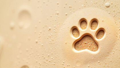 Heartwarming paw print in soft sand, symbolizing pet love