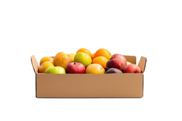 Cardboard box with food vegetables and fruits in a cardboard box food delivery and food bank concept