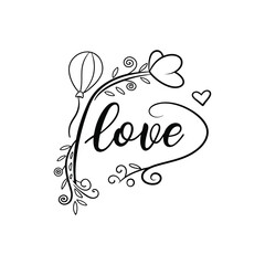 Hearts. Hand-drawn design elements