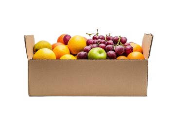 Cardboard box with food vegetables and fruits in a cardboard box food delivery and food bank concept