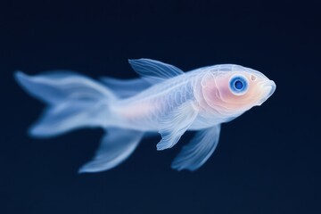 Transparent Fish Swimming Gracefully Through Dark Water Background