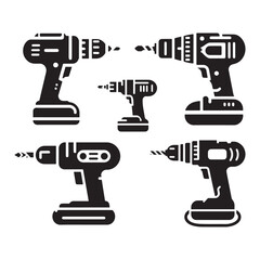 Vector Illustration of Various Electric Drill Types
