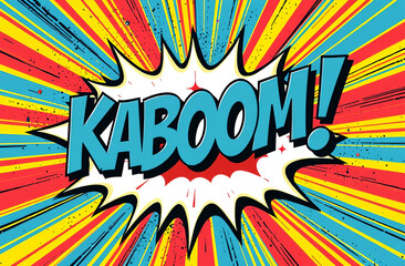 Kaboom! comic style pop art background with explosion