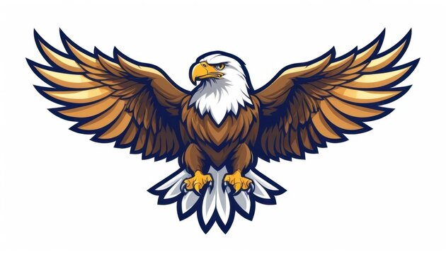 energetic eagle mascot logo with soaring illustration on a white background