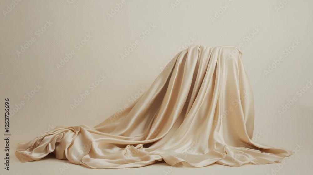 Aufkleber Softly draped flowing silk fabric on a neutral background with elegant lighting for creative designs. Generative AI