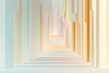Fototapeta premium Exploring abstract architecture colorful corridor digital art contemporary space perspective illusion