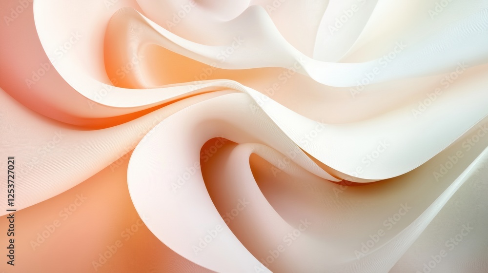 Aufkleber Flowing abstract lines evoke gentle spring breezes in a serene pastel landscape. Generative AI