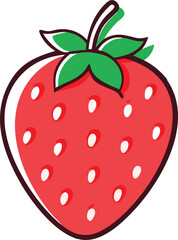 Strawberry hand-drawn colored flat vector illustration isolated on white. Strawberry vector art with a white background