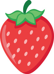 Strawberry hand-drawn colored flat vector illustration isolated on white. Strawberry vector art with a white background