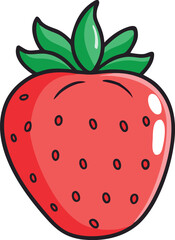 Strawberry hand-drawn colored flat vector illustration isolated on white. Strawberry vector art with a white background