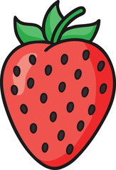 Obraz premium Strawberry hand-drawn colored flat vector illustration isolated on white. Strawberry vector art with a white background