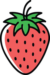 Strawberry hand-drawn colored flat vector illustration isolated on white. Strawberry vector art with a white background