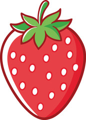 Obraz premium Strawberry hand-drawn colored flat vector illustration isolated on white. Strawberry vector art with a white background
