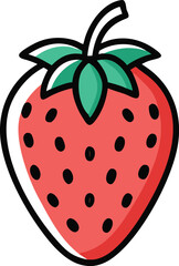 Strawberry hand-drawn colored flat vector illustration isolated on white. Strawberry vector art with a white background