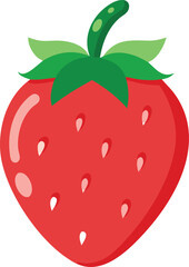 Strawberry hand-drawn colored flat vector illustration isolated on white. Strawberry vector art with a white background