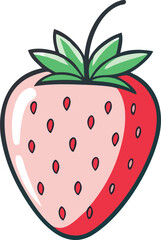 Strawberry hand-drawn colored flat vector illustration isolated on white. Strawberry vector art with a white background
