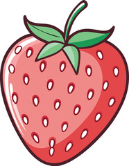 Obraz premium Strawberry hand-drawn colored flat vector illustration isolated on white. Strawberry vector art with a white background