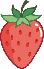 Strawberry hand-drawn colored flat vector illustration isolated on white. Strawberry vector art with a white background