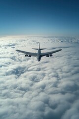 Obraz premium Passenger airplane above the clouds top view, aviation, aerial travel, sky landscape.