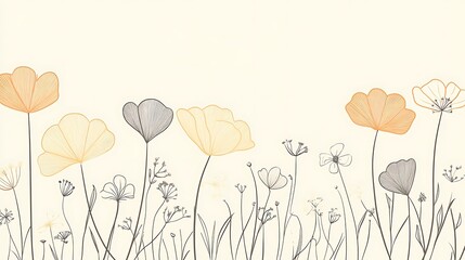 Pastel flowers meadow, banner, spring