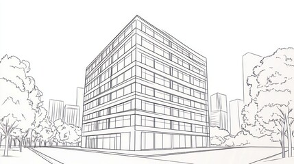 Fototapeta premium Modern Building Sketch Cityscape