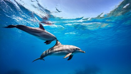 Obraz premium Dolphins amongst blue clear water