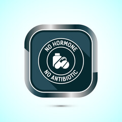 Antibiotic free icon design illustration, No antibiotic label. Organic, healthy, natural, Gray shadow button design