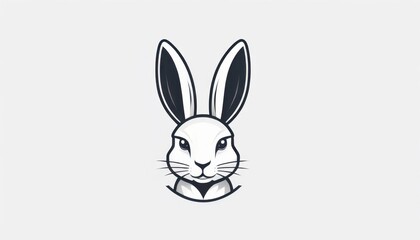 Obraz premium minimalist rabbit mascot logo with sleek illustration on a white background 