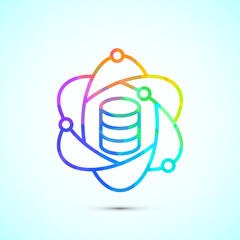 Data science icon design illustration. Big data, digital tech icon, low poly style