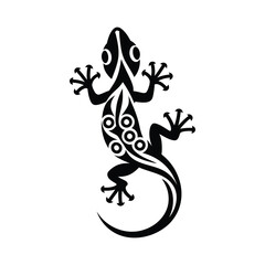 Tribal Gecko Silhouette - Vector Lizard Tattoo Design