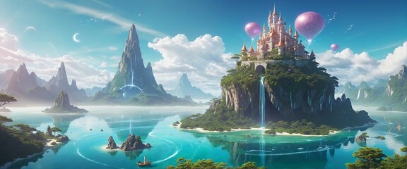 Enchanted Realms of Floating Isles and Mystical Beasts