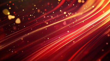 Obraz premium Abstract red gold light streaks, bokeh background, festive design