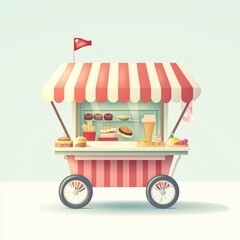Retro food cart with assorted snacks, for stock image of a food truck