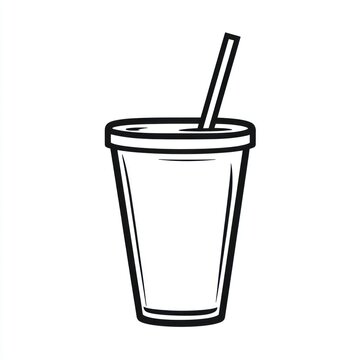 recommend clip art: Stylized illustration of disposable beverage cup with straw