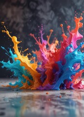 Fototapeta premium Vibrant splash of colors on a blurred background , palette, energetic, expressionist