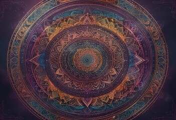 Obraz premium Vector Indian Mandala Design with Sacred Geometry, cultural heritage, mystical symbols, unique patterns