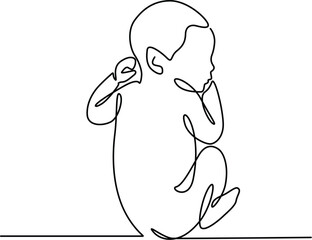 Newborn baby sleeping mood elegance continuous single-line artwork. 