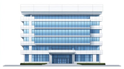 Modern Office Building Facade, Front View, Empty Background, Architectural Design, Stock Image