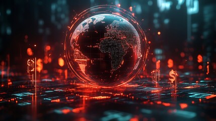 Digital Globe with Dollar Signs Representing Global Finance
