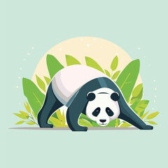 Naklejka premium panda doing the downward-facing dog pose in yoga