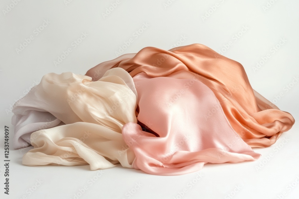 Leinwandbilder elegant flowing silk fabrics in soft tones on a neutral background with potential space for addition