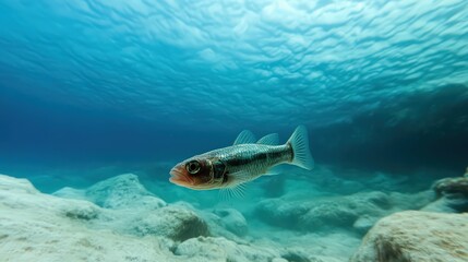 A notothenia fish swimming beneath the Antarctic ice, adapted to survive the freezing waters
